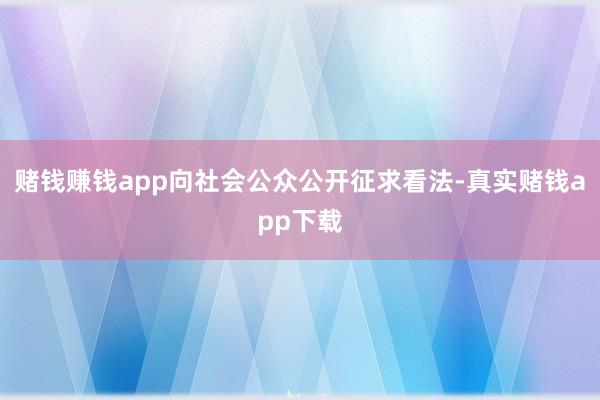 赌钱赚钱app向社会公众公开征求看法-真实赌钱app下载